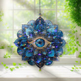 Evil Eye Acrylic Suncatcher, Blue Mandala Window Hanging Ornament, Protective Stained Glass Style Spiritual Home Decor Gift